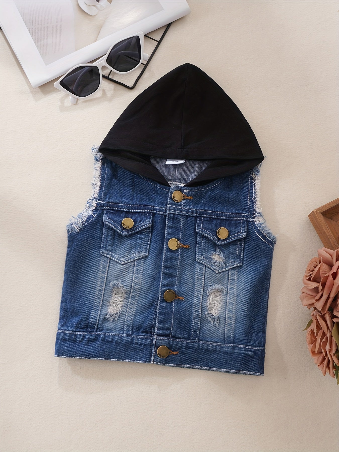 Toddler Girls Hooded Denim Jacket