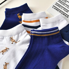 5 Pairs Kangaroo Print & Striped Low Cut Women's Socks