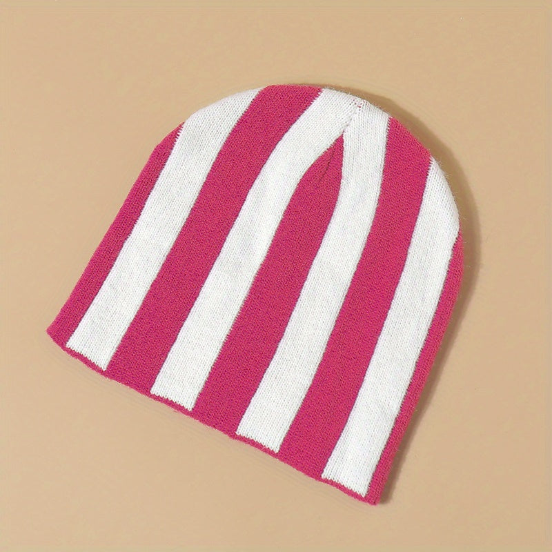 Y2K Striped Woolen Hat for Men and Women