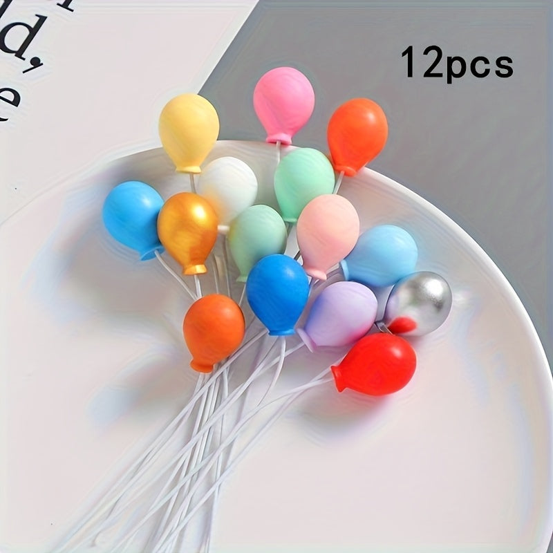 12pcs Resin Balloon Charms with Heart Shaped Caps Mixed Colors DIY Dollhouse Acc