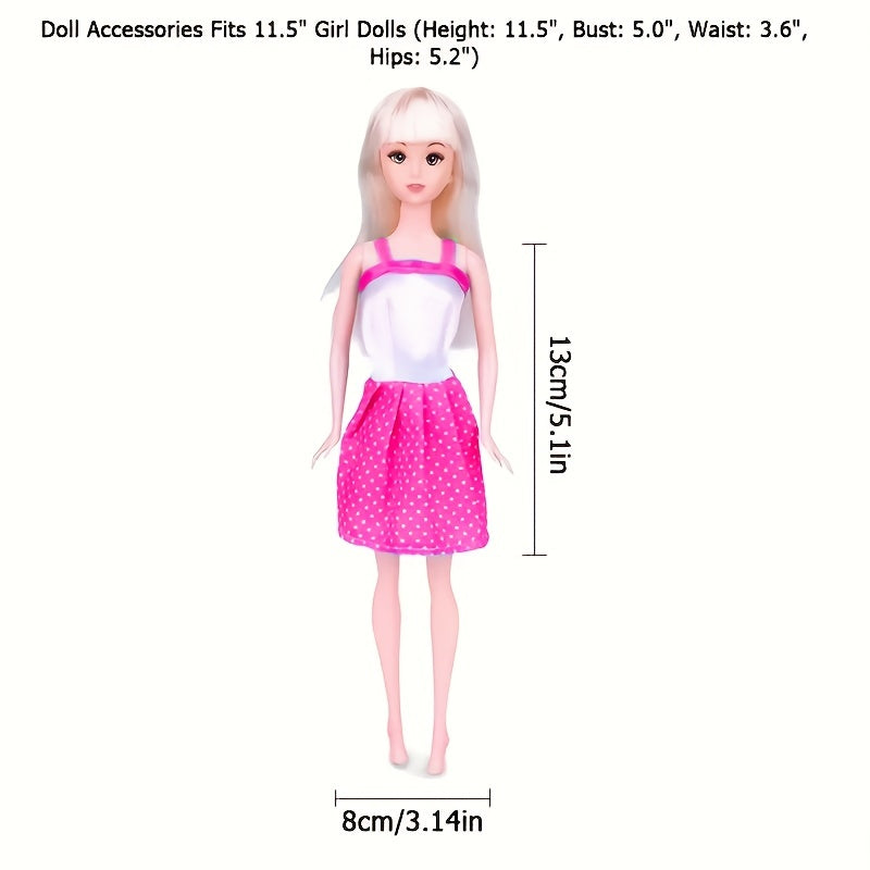 56pcs BJD Doll Accessories Kit - Dresses, Shoes, Handbags, Necklaces, Toiletries