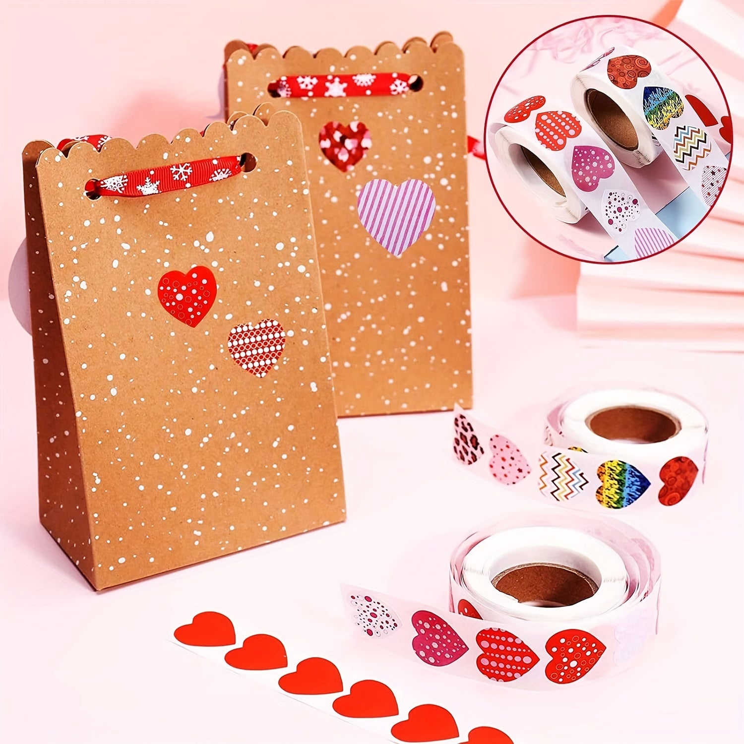 1000pcs Heart Stickers Wedding Birthday Scrapbooking Gift Bags Box Seal Sticker
