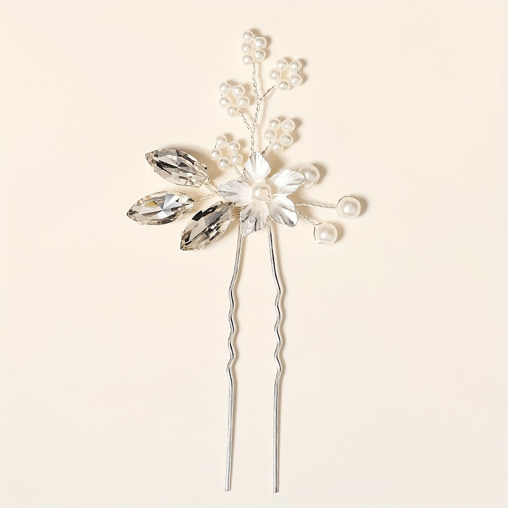 Bridal Floral Hairpin Rhinestone Insert Pin Headdress
