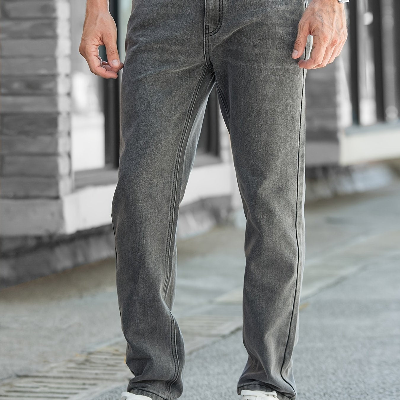 Men's Soft Grey Straight Jeans