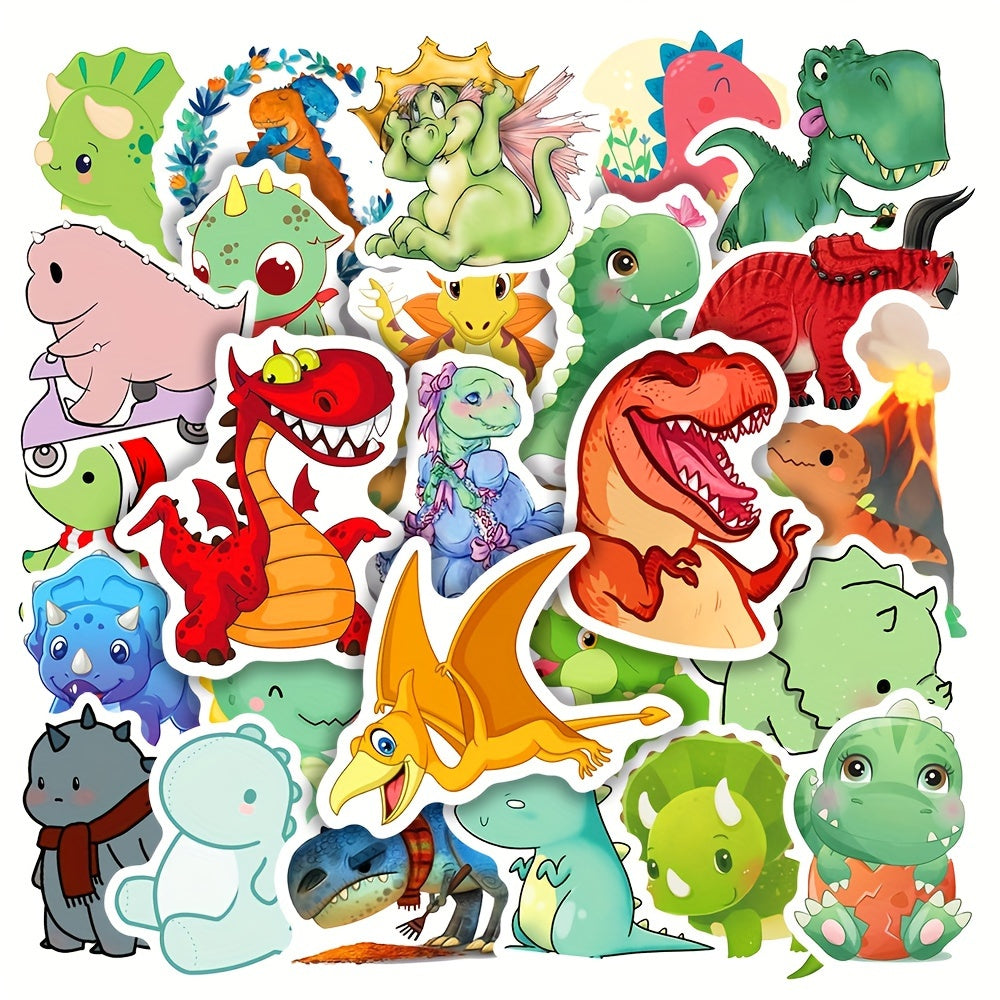 50 Cartoon Dinosaur Series Graffiti Stickers for Various Surfaces