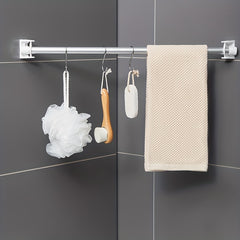 2pcs Self Adhesive Telescopic Rod Hanger with Rotatable Corner Pole Ring
