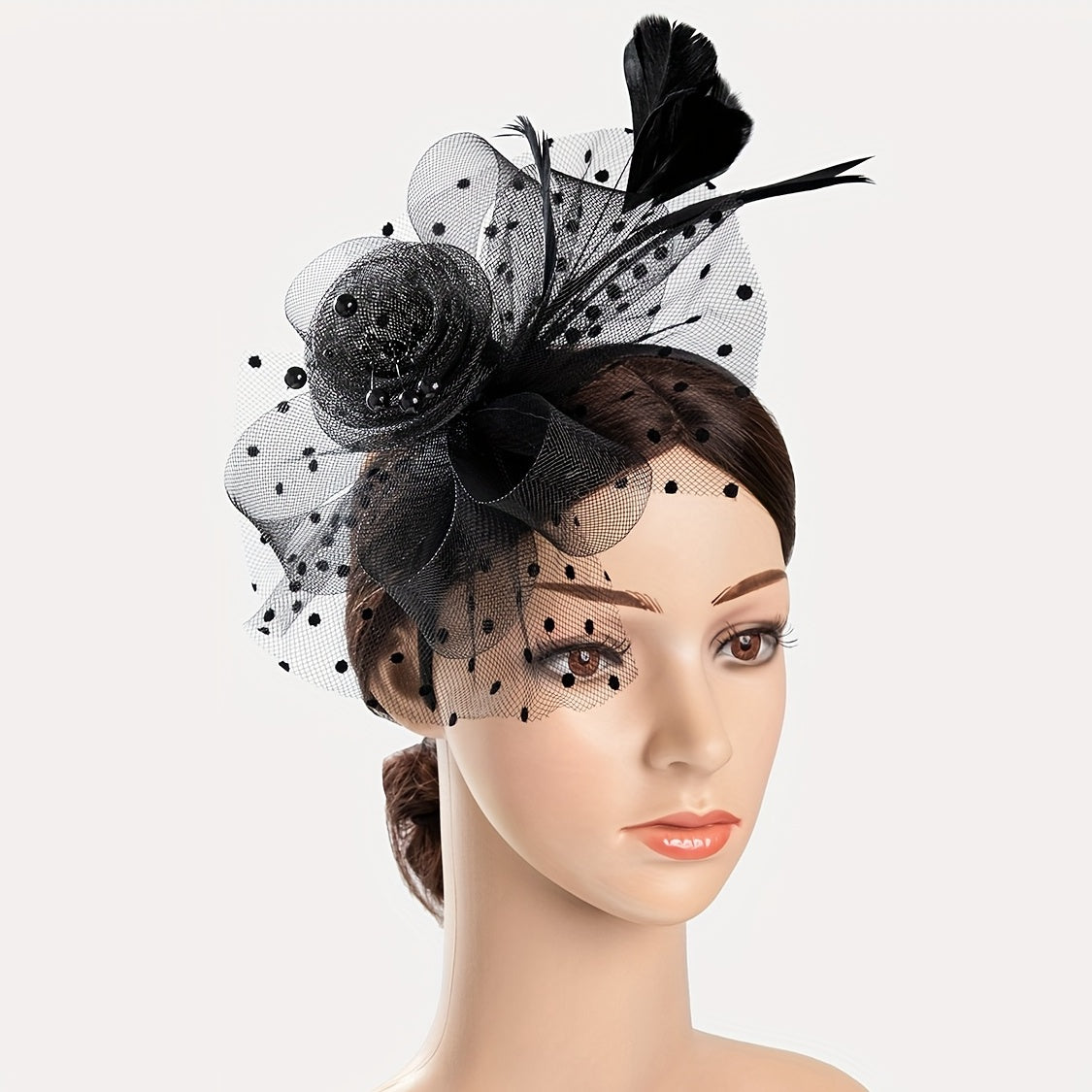 Women Flower Veil Mesh Feather Fascinator Tea Party Bridal Derbyhat