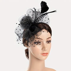 Women Flower Veil Mesh Feather Fascinator Tea Party Bridal Derbyhat