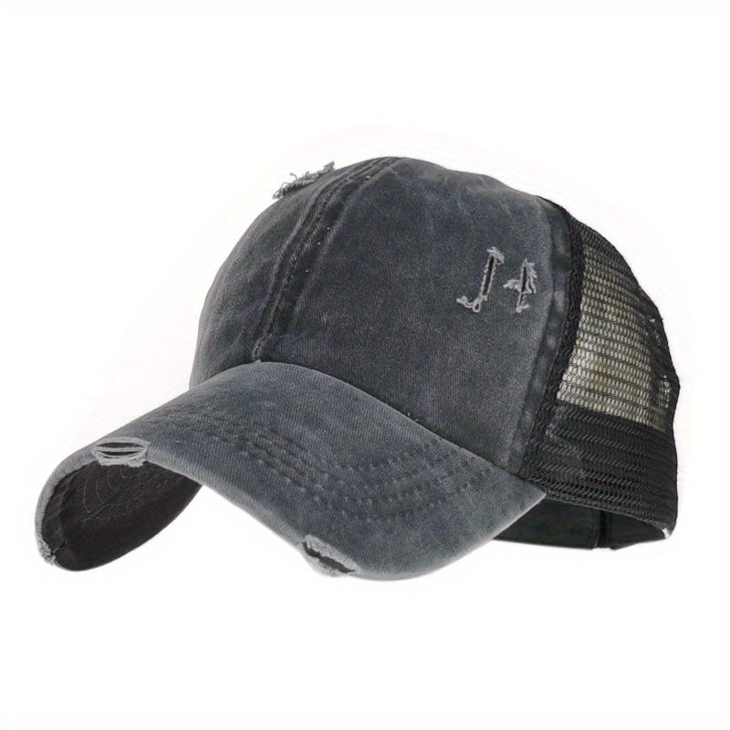 Men's Denim Baseball Cap Distressed Outdoor Sports Hat