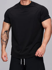 Men's Stretch Round Neck Tee Shirt Summer Casual Sports T-shirt