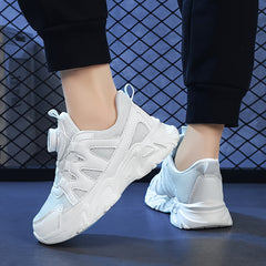 Boy's Solid Chunky Shoes with Rotating Buckle Soft Sole Sneakers