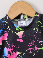 2pcs Infant Boys Ink Graphic T-shirt & Shorts Set for Summer