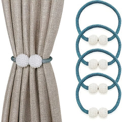 2pcs Faux Pearl Magnetic Curtain Tiebacks Decorative Pearls Rope Holdback