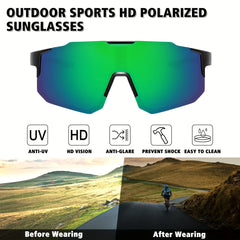 Men's Polarized Square Sunglasses Green Lens UV 400 Protection