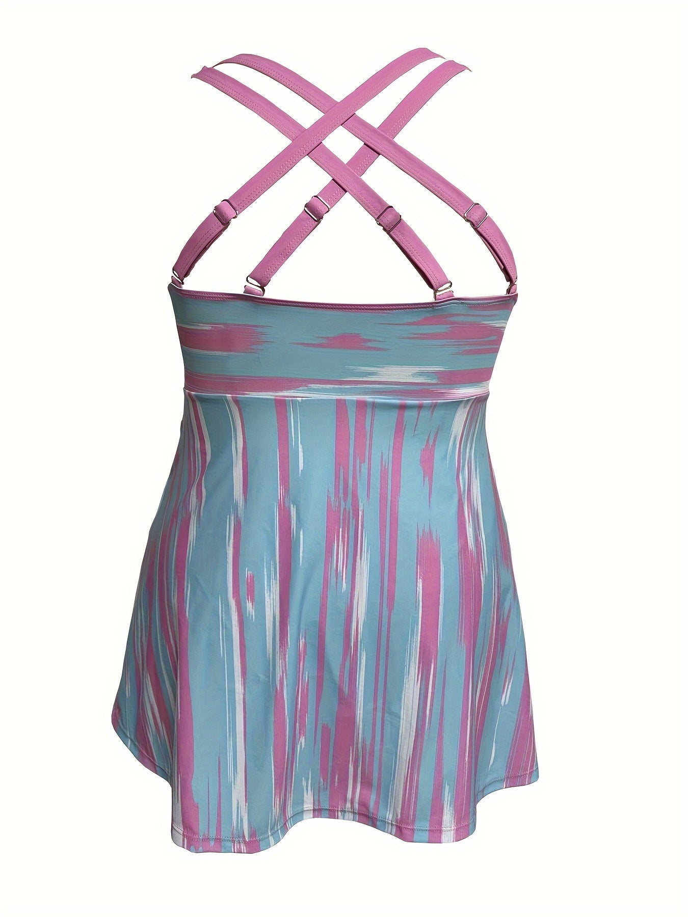 Striped Lace Up Tankini Set