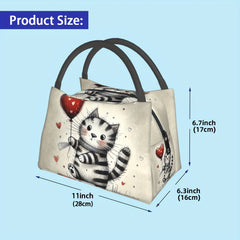 Cat Print Insulated Lunch Bag Reusable Thermal Food Container Leak Proof Cooler