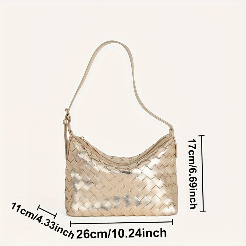 Women's Crossbody Shoulder Bag Golden Chevron Pattern Zipper Closure