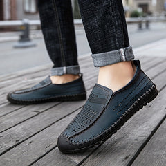 Men's No Tie Lace Mesh Slip On Shoes Outdoor Walking Casual Shoes