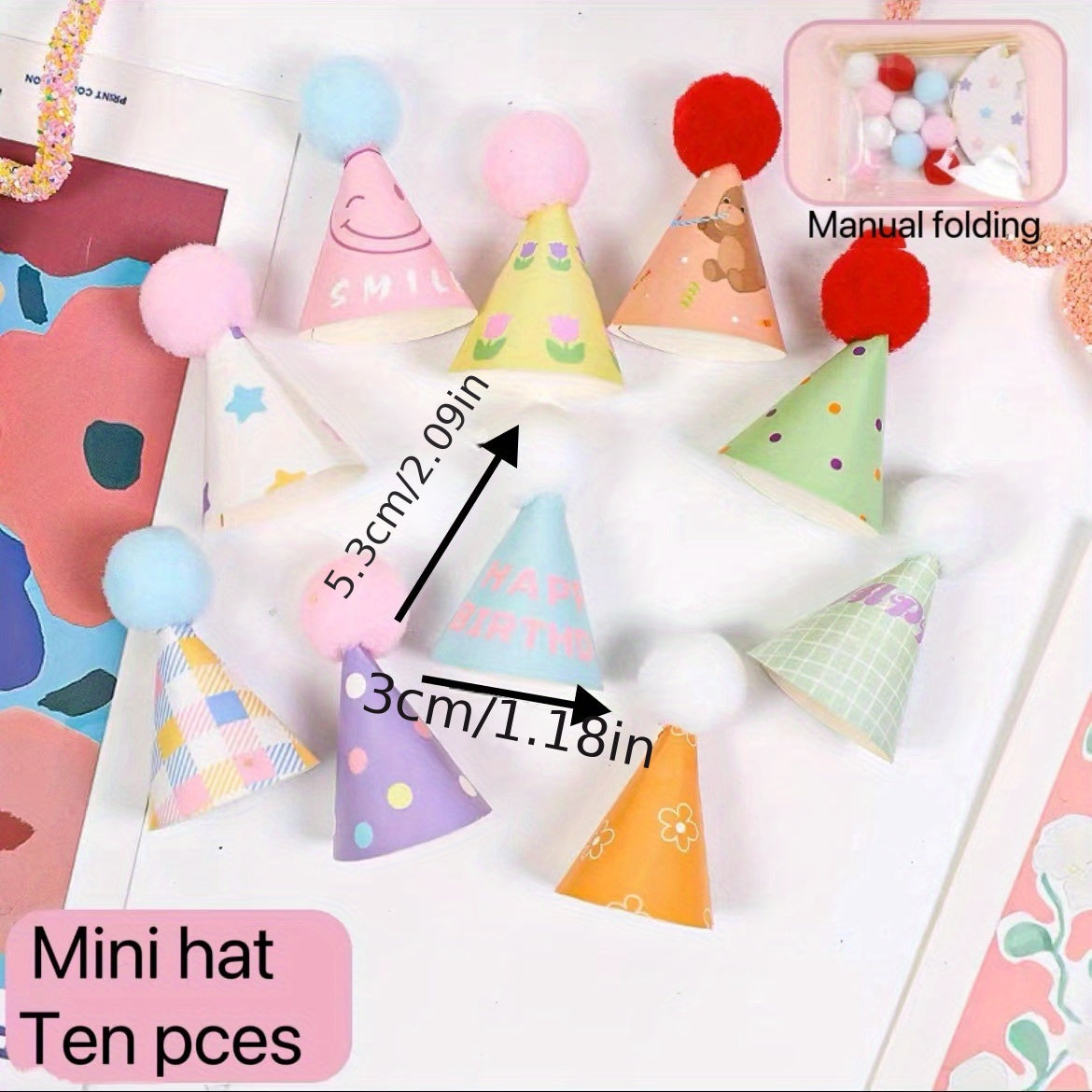 Mini Fur Ball Hats for Cake Decoration