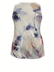Floral Print V Neck Tank Top
