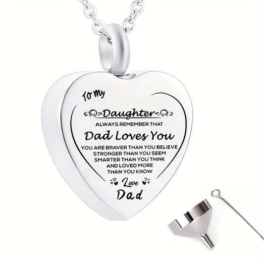 Heart Shaped Cremation Jewelry Keepsake Urn Necklace - Silver Stainless Steel