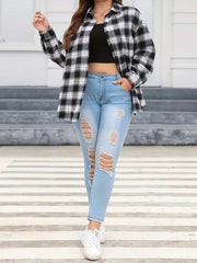 Plaid Print Long Sleeve Button Up Shirt