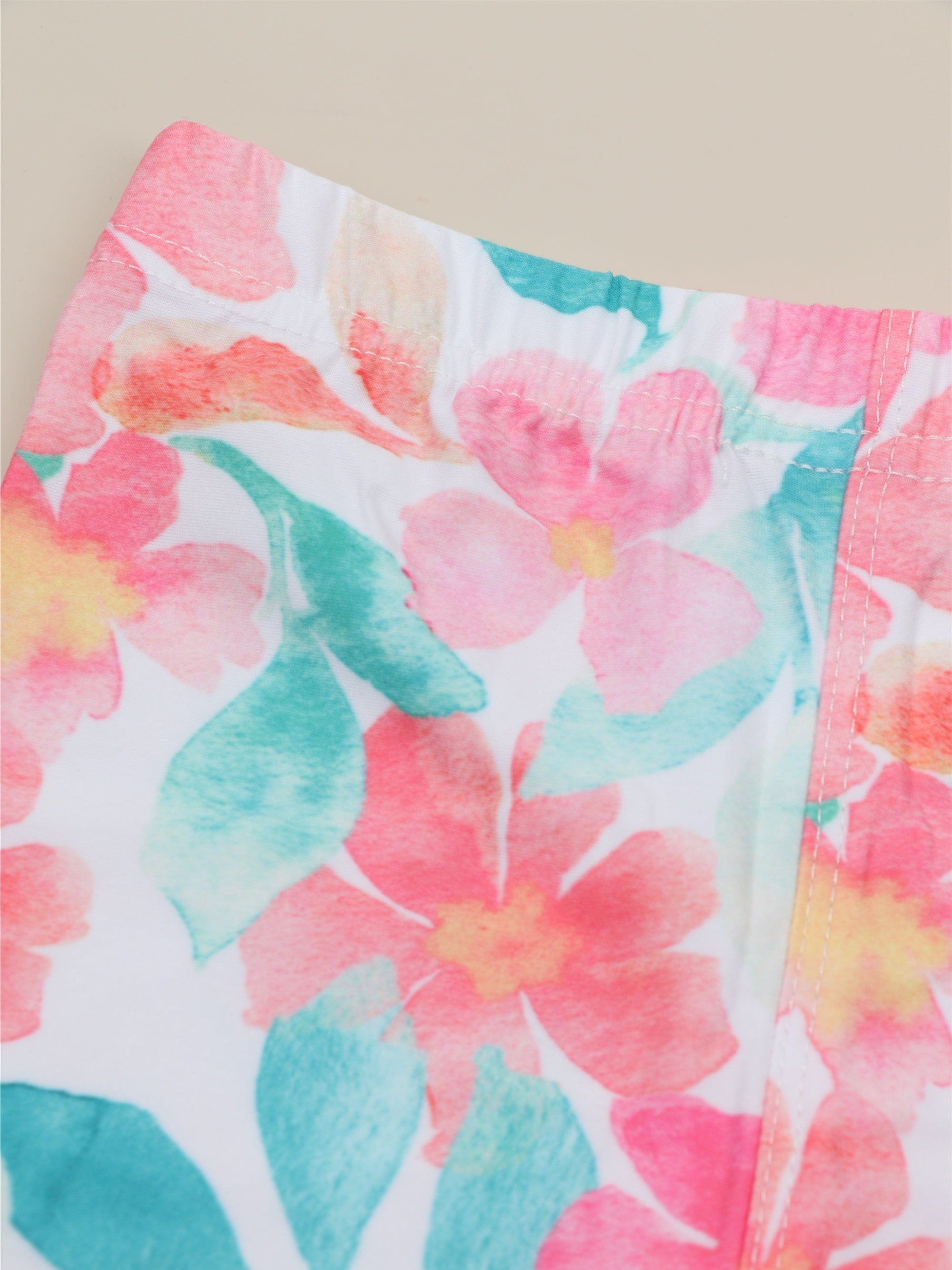 Toddler Girls Pink Flowers Graphic Elastic Waist Biker Shorts