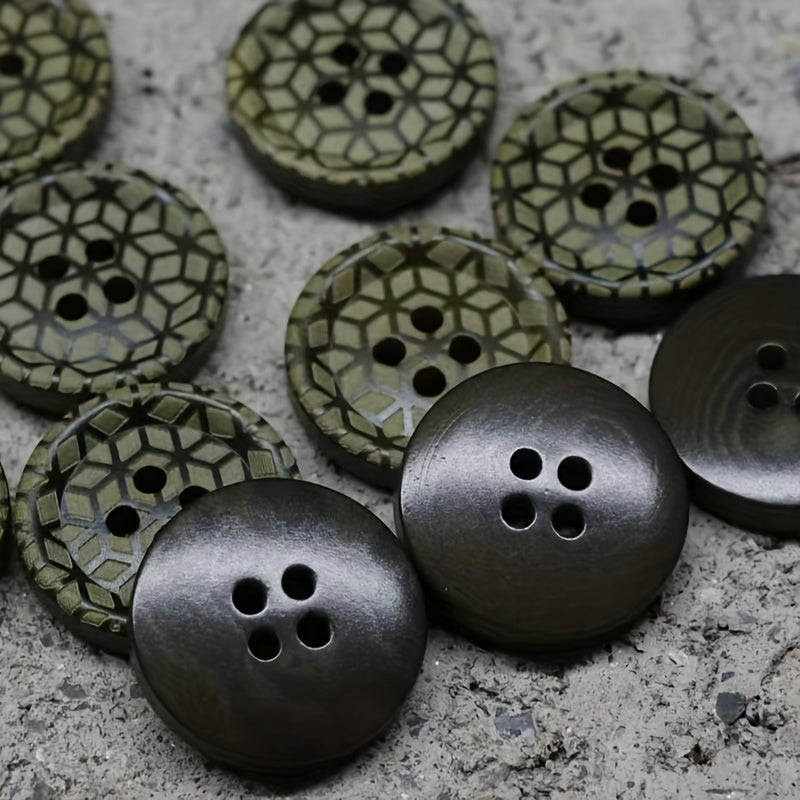 5pcs 15mm Rhombus Plaid Real Button Retro Style Buttons