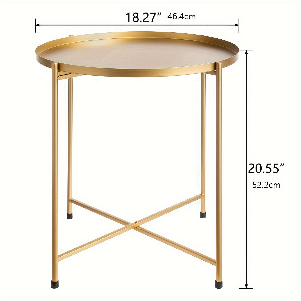 Gold Metal Round Side Table for Living Room Bedroom Balcony Patio