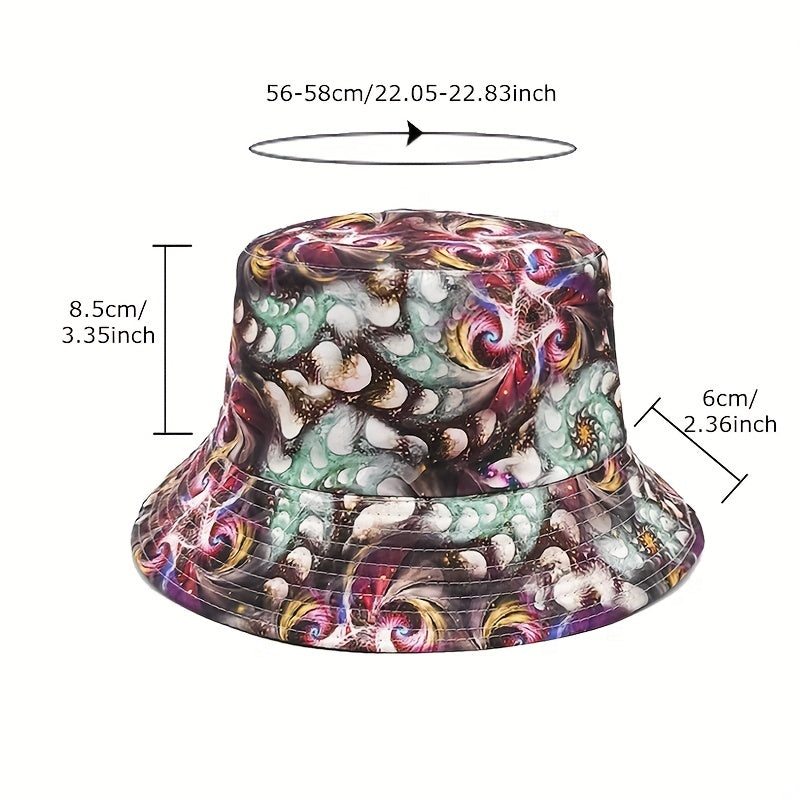 Unisex Vintage Abstract Sunshade Bucket Hat For Outdoor Travel