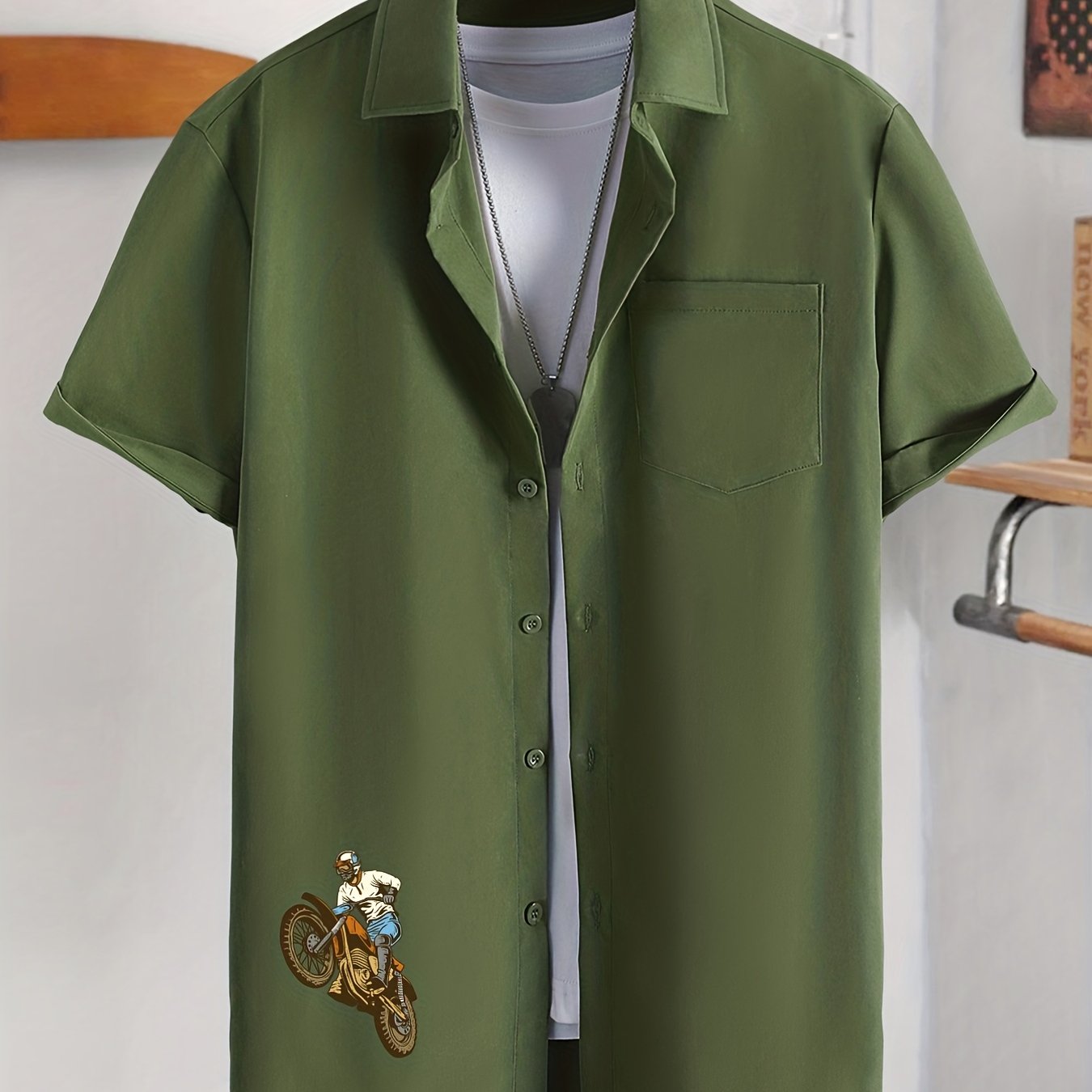 Skeleton Hand & Letter Print Casual Men's Shirt