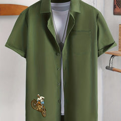Skeleton Hand & Letter Print Casual Men's Shirt