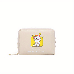 Cartoon Cat Coin Purse Girls PU Leather Zipper Small