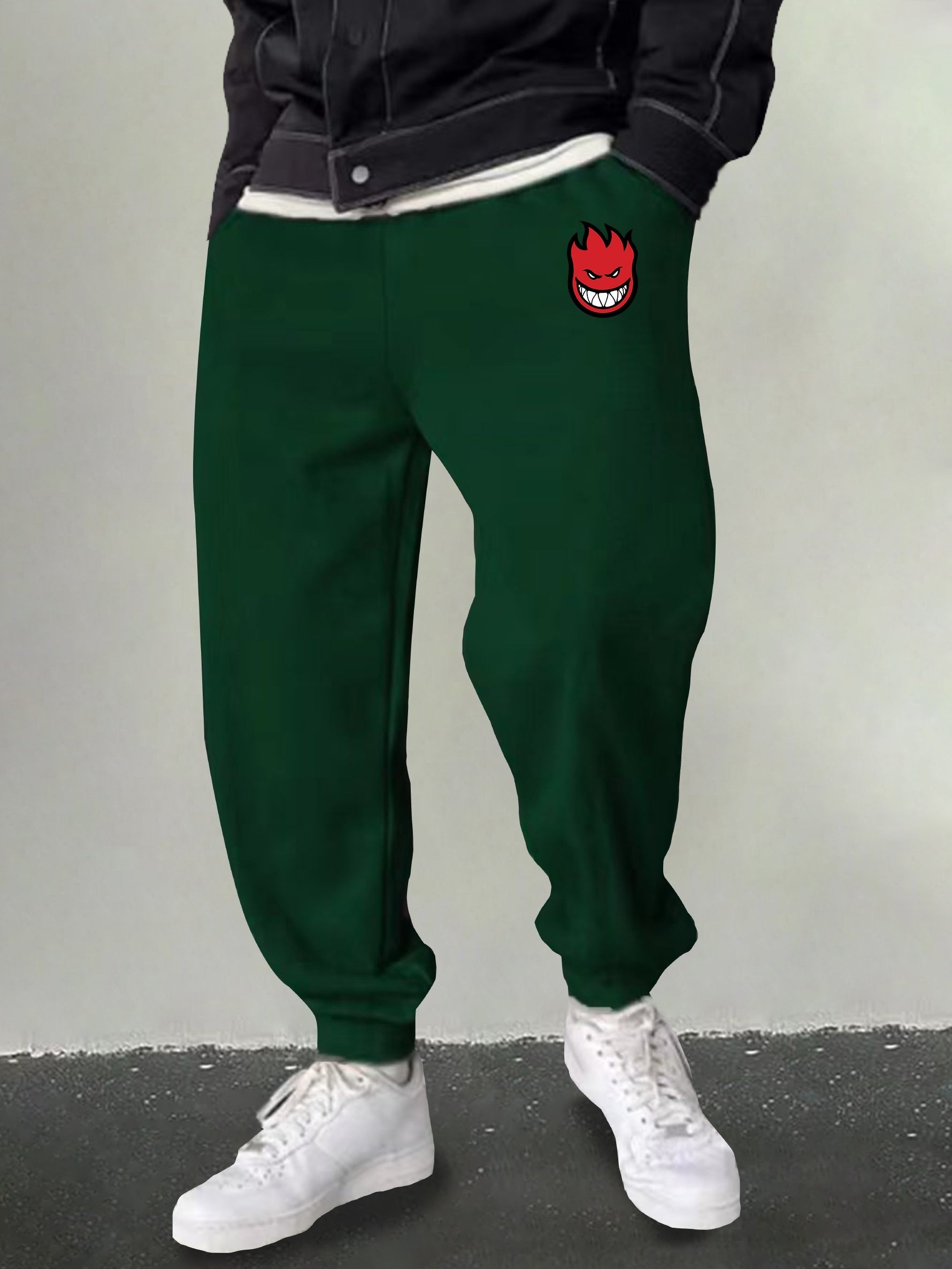 Men's Cartoon Flame Print Joggers Sweatpants