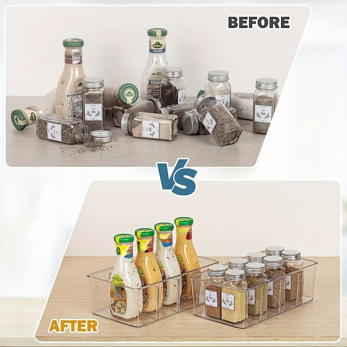 Clear Plastic Food Storage Bin for Pantry Fridge Cabinet