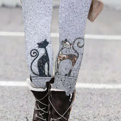 Women's Plus Cat Print High Rise Leggings