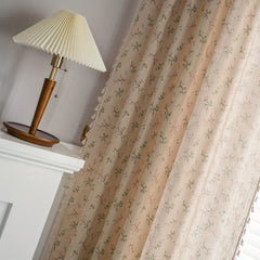 Floral Farmhouse Curtains with Tassel Semi Blackout Living Room Drapes