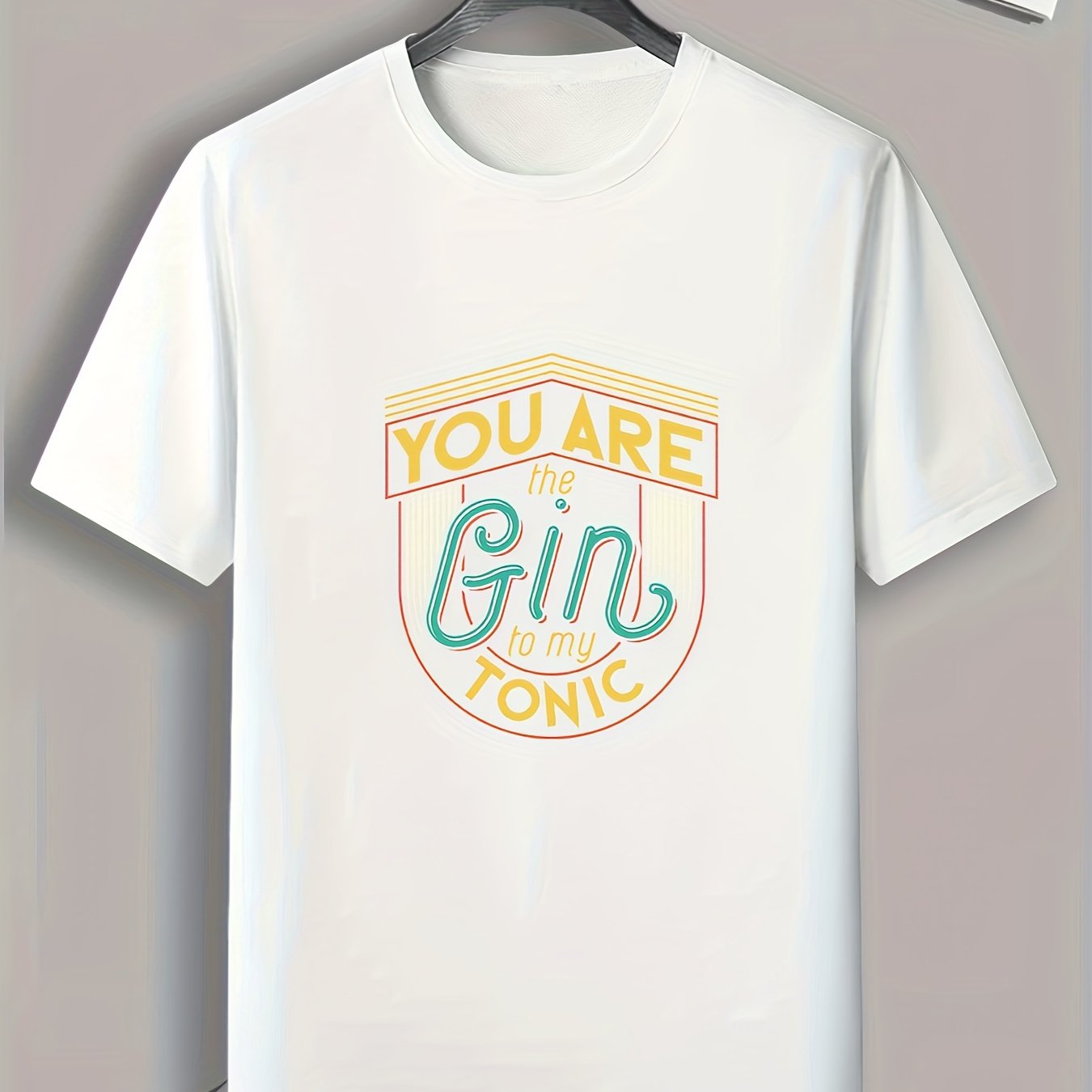 Gin Lover Slogan Pattern Print Men's Sports T-shirt