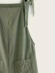 Solid Knot Strap Jumpsuit with Pockets