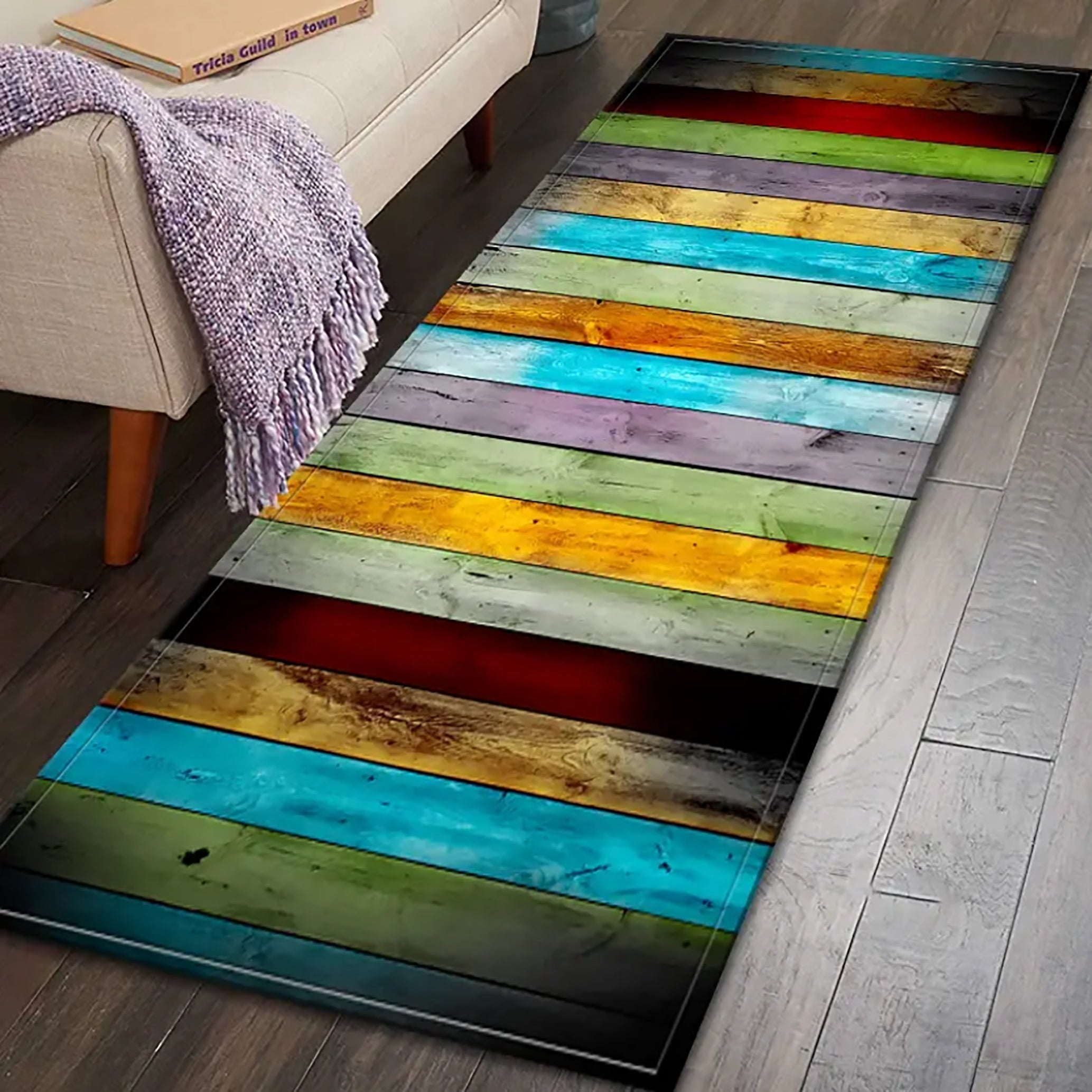 Vintage Kitchen Floor Mat Non-slip Flannel Soft Rug