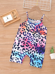 Colorful Leopard Cami Rompers For Toddler Girls