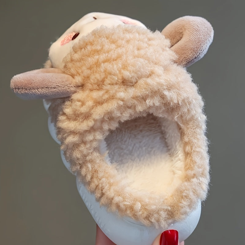 Furry Sheep House Shoes Boys Non Slip Soft Bottom Indoor Shoes