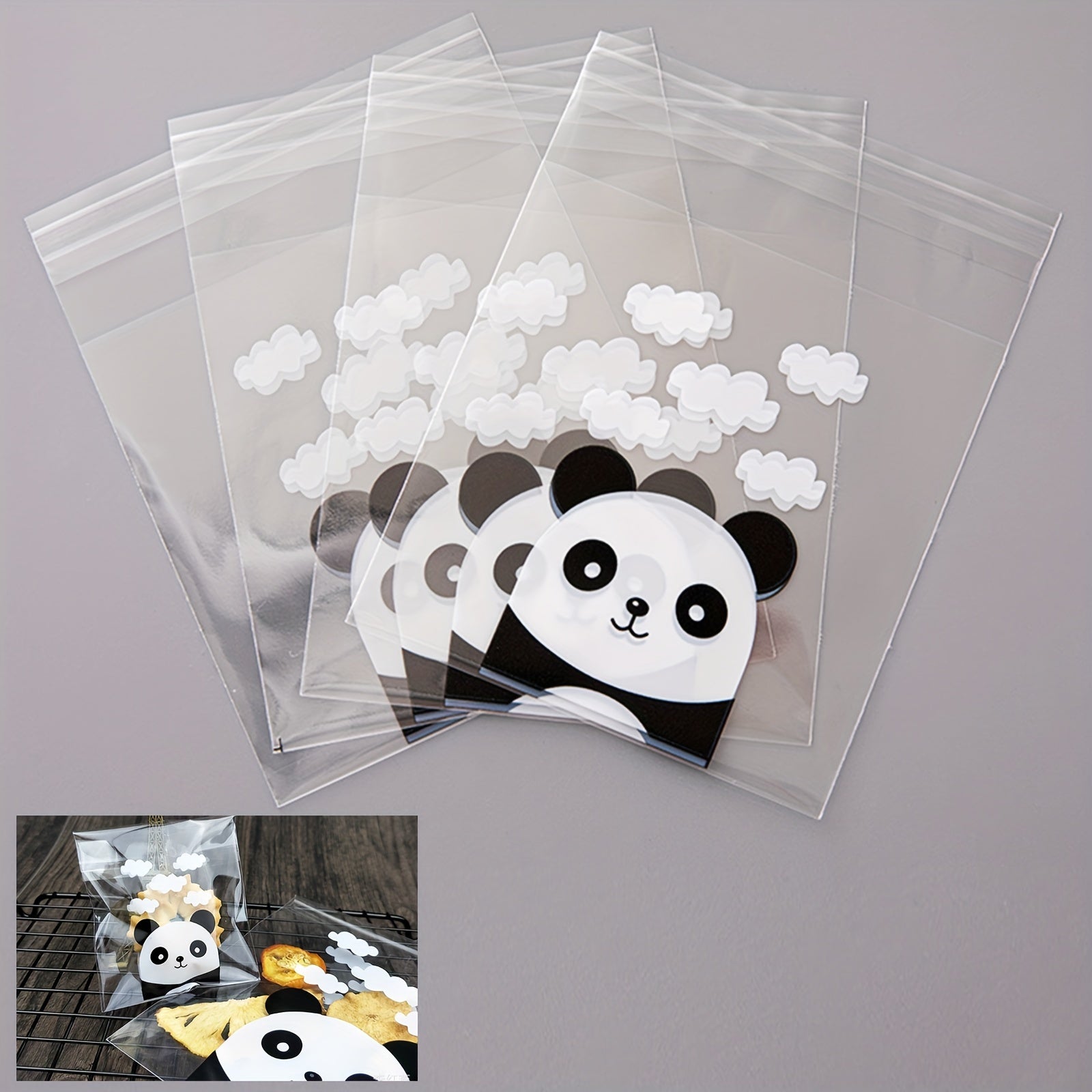 100pcs Panda Pattern Candy Bags Self Adhesive Gift Pouch