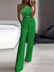 Sparkling Rhinestone Wide Leg Jumpsuit