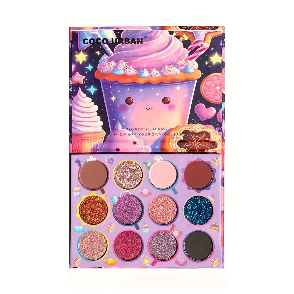 Lovely Ice Cream 12 Eyeshadow Palette Glitter Matte Finish