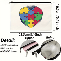 Puzzle Theme Foldable Makeup Bag Zipper Closure