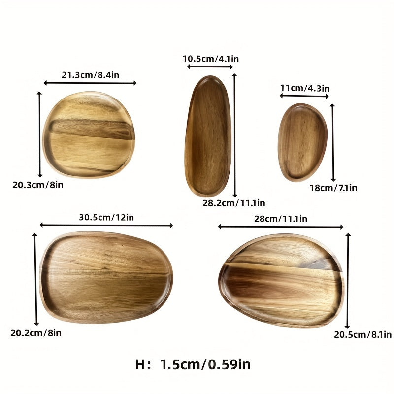 Irregular Oval Wood Dinner Plate Multifunctional Tray Decorative Snack Plate