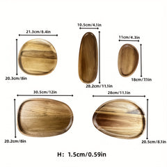Irregular Oval Wood Dinner Plate Multifunctional Tray Decorative Snack Plate
