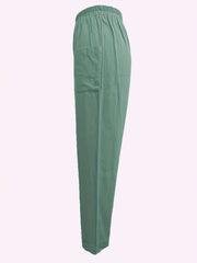 Elastic Waist Pocket Cropped Pants Casual Loose Pants