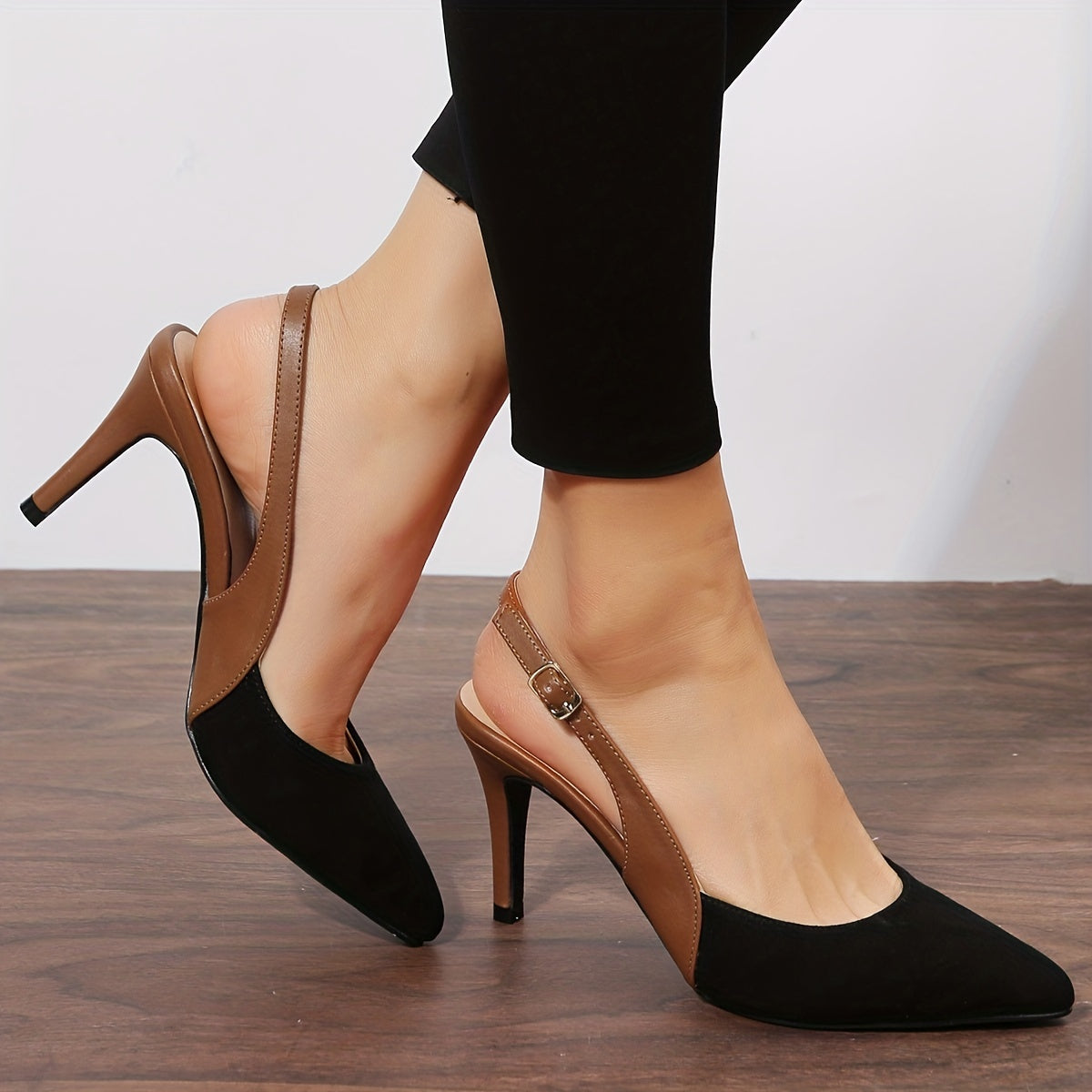 Classic Colorblock Stiletto Heels Slingback Pumps